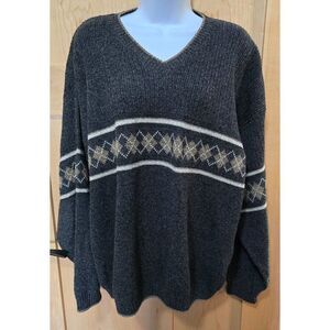 Vintage Liberty Sweaters Mens Argyle Knit Pullover Sweater L Cotton Acrylic